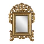 A PAIR OF SMALL MIRRORS, ELEMENTS OF THE LATE 18TH CENTURY with swept frame and crest frieze of