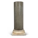 RARE GRANITE COLUMN, LATE 18TH CENTURY with base in white marble leaning on square plinth.