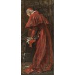 ENGLISH PAINTER, END 19TH CENTURY REAR VIEW OF A CARDINAL Oil on cardboard, cm. 32 x 14 Signature of