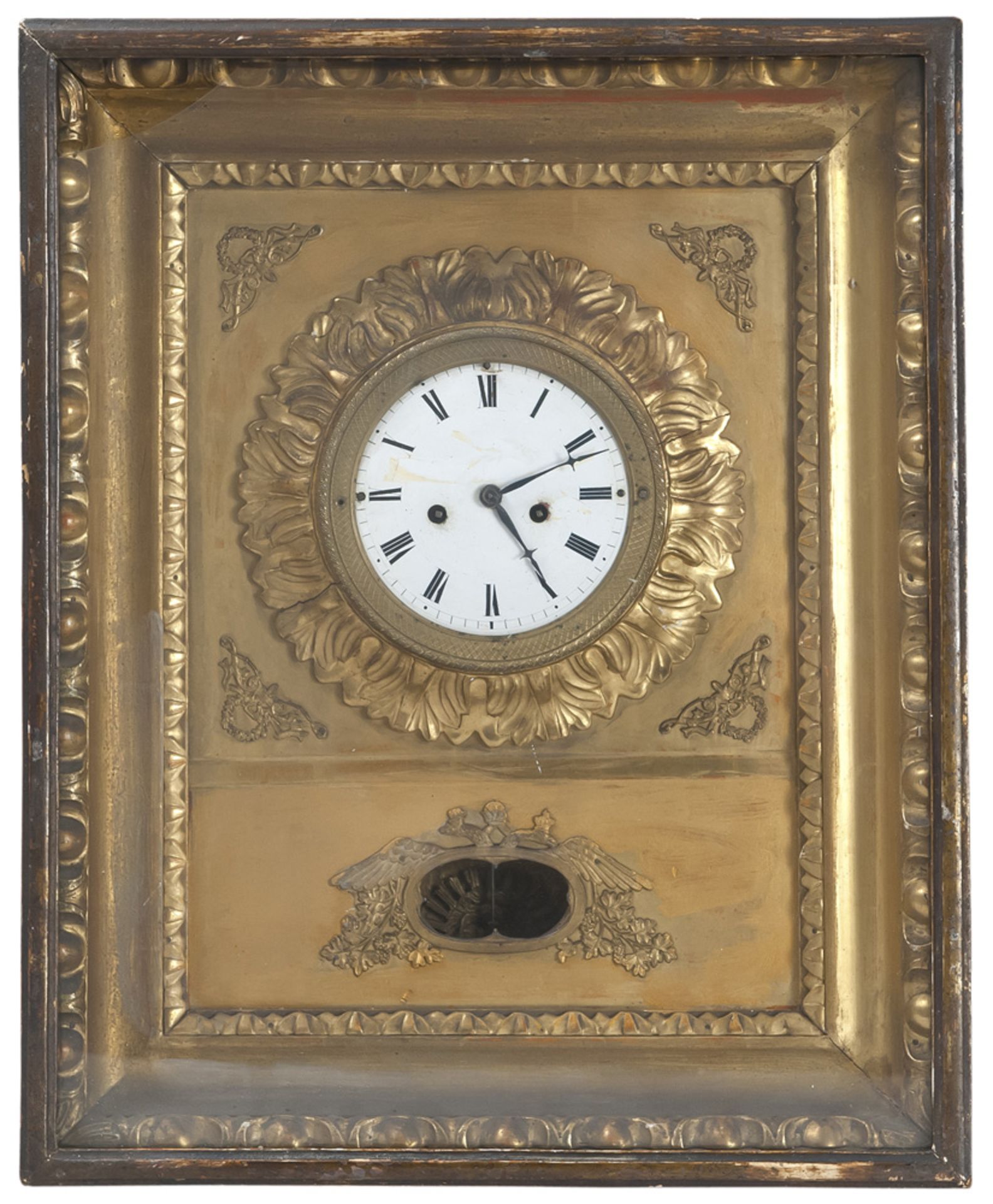 WALL CLOCK, VIENNA 19th CENTURY with frame in wood and dial in white enamel. Measures cm. 41 x 33