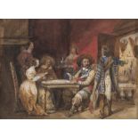 ITALIAN PAINTER, LATE 19TH CENTURY Sixteenth-century scene in insideWatercolour on paper, cm. 11 x