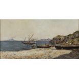 FILIPPO MOLA (Civitavecchia 1849 - Brescia 1918) MARINA GRANDE, CAPRI Oil on panel, cm. 19,5 x 38,