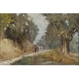 GIANCARLO SANI (Grassina 1932) AVENUE IN THE WOOD Oil on panel, cm. 20 x 30 Signed bottom right