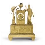 SPLENDID CLOCK IN ORMOLU, FRANCE END OF THE PERIOD LOUIS XVI with turrett case, flanked by female