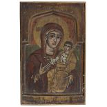 COPT-ORTHODOX PAINTER, EARLY 20TH CENTURY VIRGIN AND CHILD Oil on panel, cm. 32 x 20 Defects PITTORE