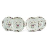 FOUR PORCELAIN DISHES, PROBABLY EMILIA 19TH CENTURY decorated with flowers 'in small bundles', in