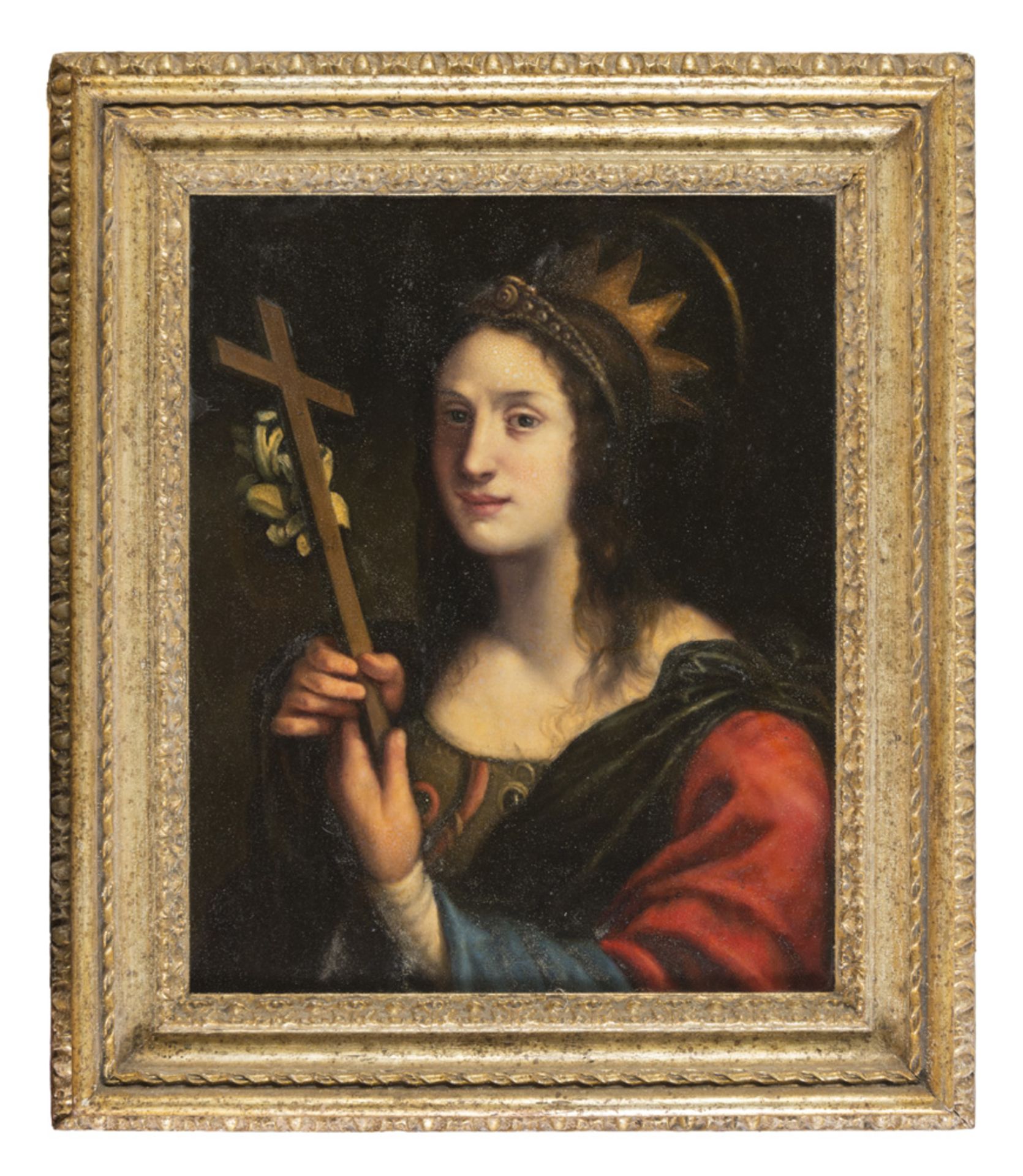 ACADEMIC PAINTER, 20TH CENTURY SAINT MARGARET Oil on copper, cm. 51 x 42 FRAME Frame of style S.