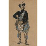 ENGLISH PAINTER, 19TH CENTURY OFFICIER IN CUSTOM Ink and watercolour on paper, cm. 16,5 x 10