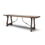 BEAUTIFUL REFECTORY TABLE IN WALNUT, ITALY CENTRAL 18TH CENTURY with rectangular tops and lyre legs,