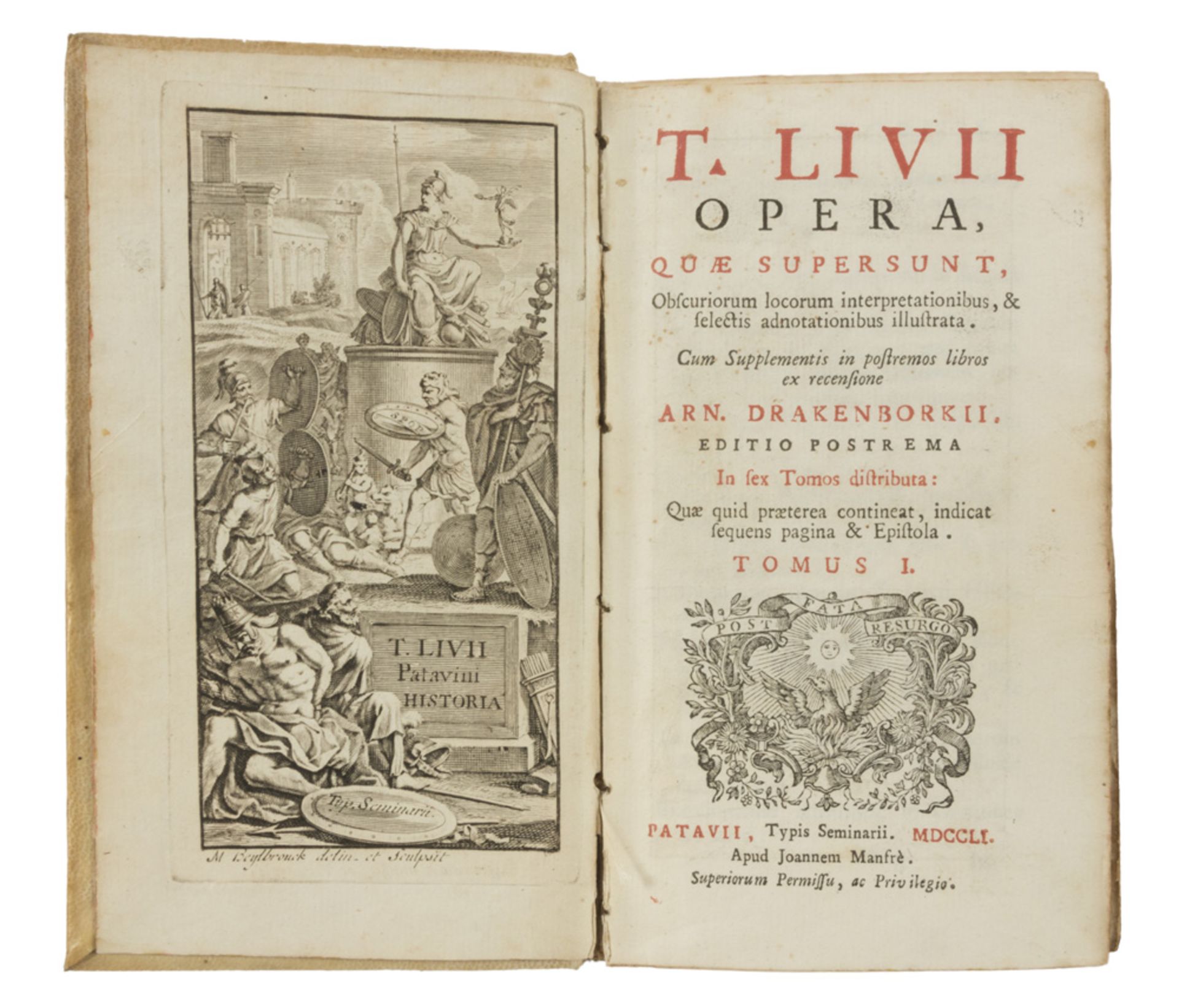 TITO LIVIO Tito Livio, Work. Three volumes. Ed. Padua 1751. TITO LIVIO Tito Livio, Opera. Tre