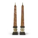 BEAUTIFUL PAIR OF OBELISKS IN ALABASTRO A PECORELLA, ROMAN MANUFACTURE LATE18TH CENTURY