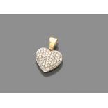 PENDANT in yellow gold 18 kts., shaped to heart studded with diamonds. Length cm. 4, Diamonds ct.