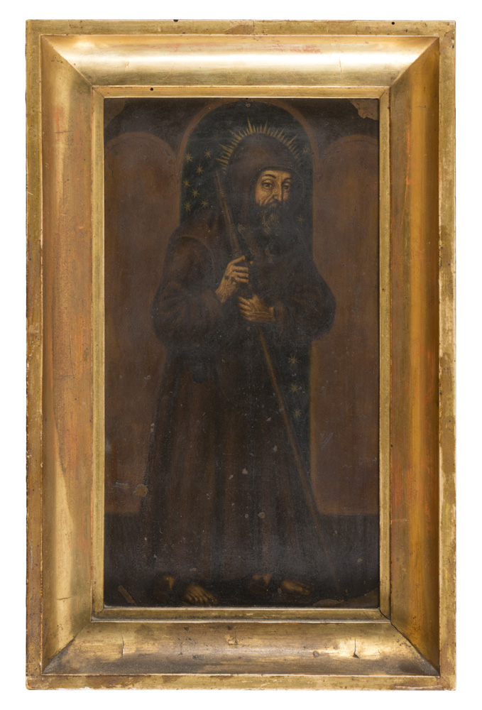 ITALIAN PAINTER, 18TH CENTURY ST. FRANCIS OF PAOLA Oil on copper applied on panel cm. 30 x 16