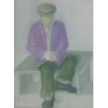 TUSCAN PAINTER OF THE 20TH CENTURY Seated man Oil on panel, cm. 40 x 30 Signature 'Orlando',