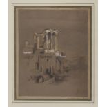 ENGLISH PAINTER 19TH CENTURY Temple of Lubit Tivoli Mixed technique on paper, cm. 30 x 24