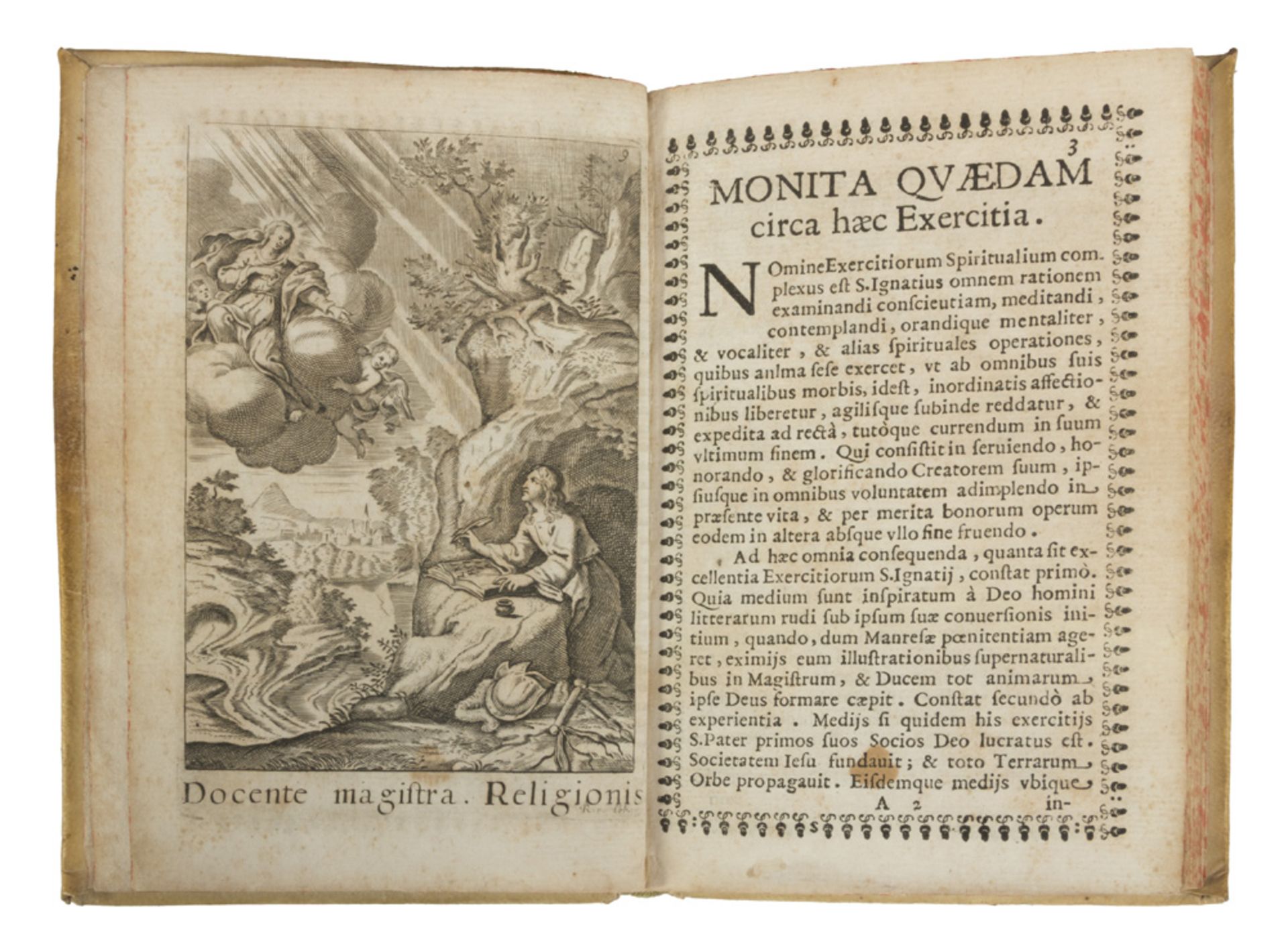 RELIGION Praxis, S. Ignatii. A small volume with engraving in entrance. Ed. Rome 1695. RELIGIONE