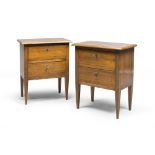 A PAIR OF BEDSIDES IN WALNUT, SOME ELEMENTS OF THE END OF THE 18TH CENTURY with threads in