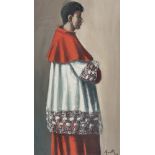 FABIO FAILLA (Florence 1917 - Rome 1987) Young Bishop, 1959 Oil on panel, cm. 52 x 28 Signature