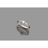 SOLITAIRE RING in white gold 18 kts., with inset asscher cut natural diamond. Diamonds ct. 0.25,