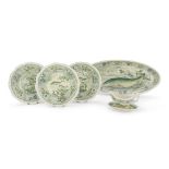 SET OF CERAMIC DISHES, COPELAND 20TH CENTURY entirely decorated with submarine landscape. Consisting