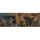 AUSONIO TANDA (Sorso 1926 - Rome 1988) Fire, 50s Oil on cardboard, cm. 35 x 100 Signature bottom