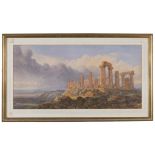 CHARLES VACHER (Westminster London 1818 - 1883) RUINS IN AGRIGENTO Watercolour on paper, cm. 38 x 75