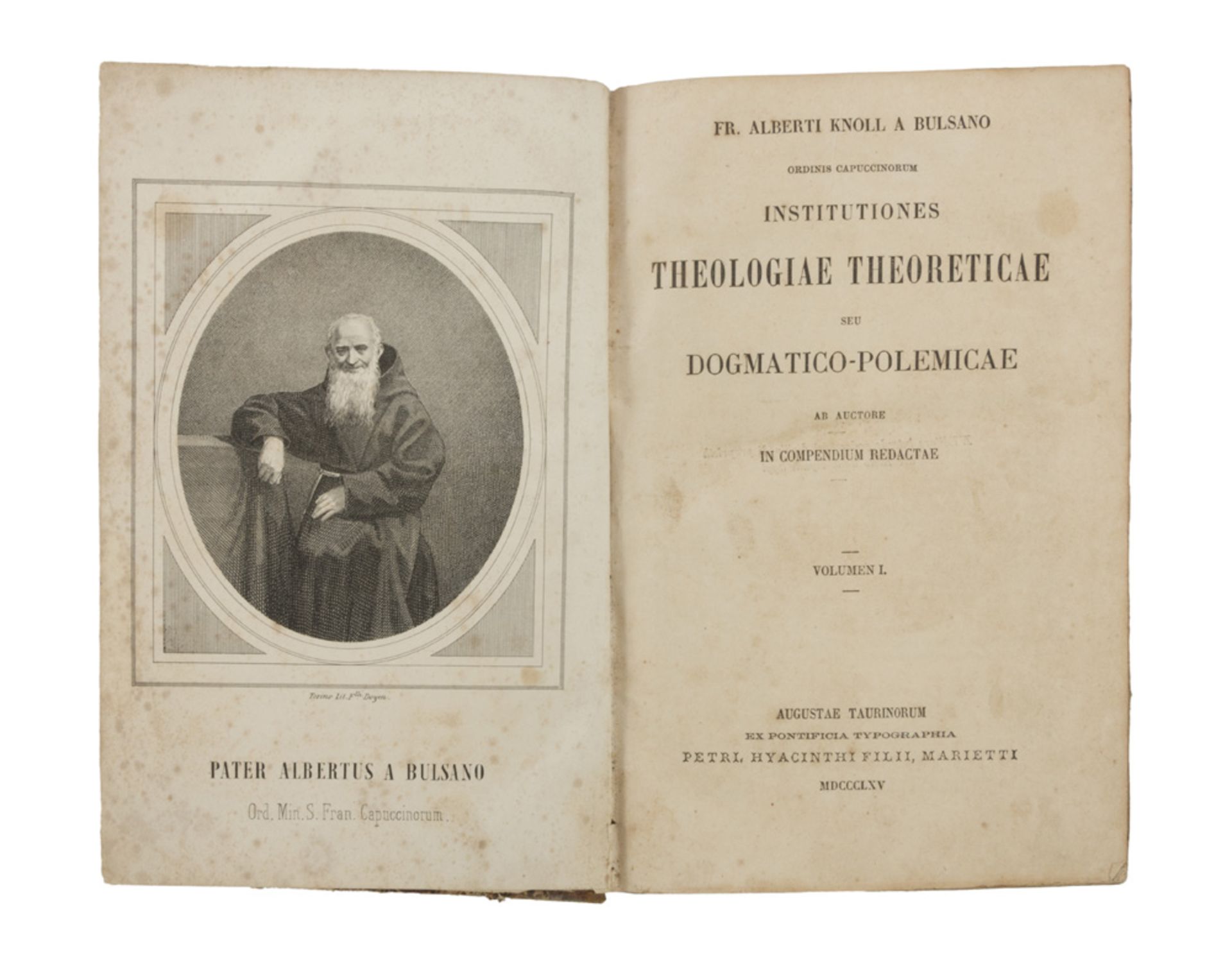 THEOLOGY Theologiae Theoreticae. Two volumes. Ed. Pontifical typography 1865. Half leather with