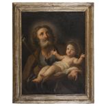 GIOVANNI PAUL MELCHIORRI (Rome 1664 - 1745) ST. JOSEPH WITH THE CHILD Oil on canvas, cm. 74 x 60