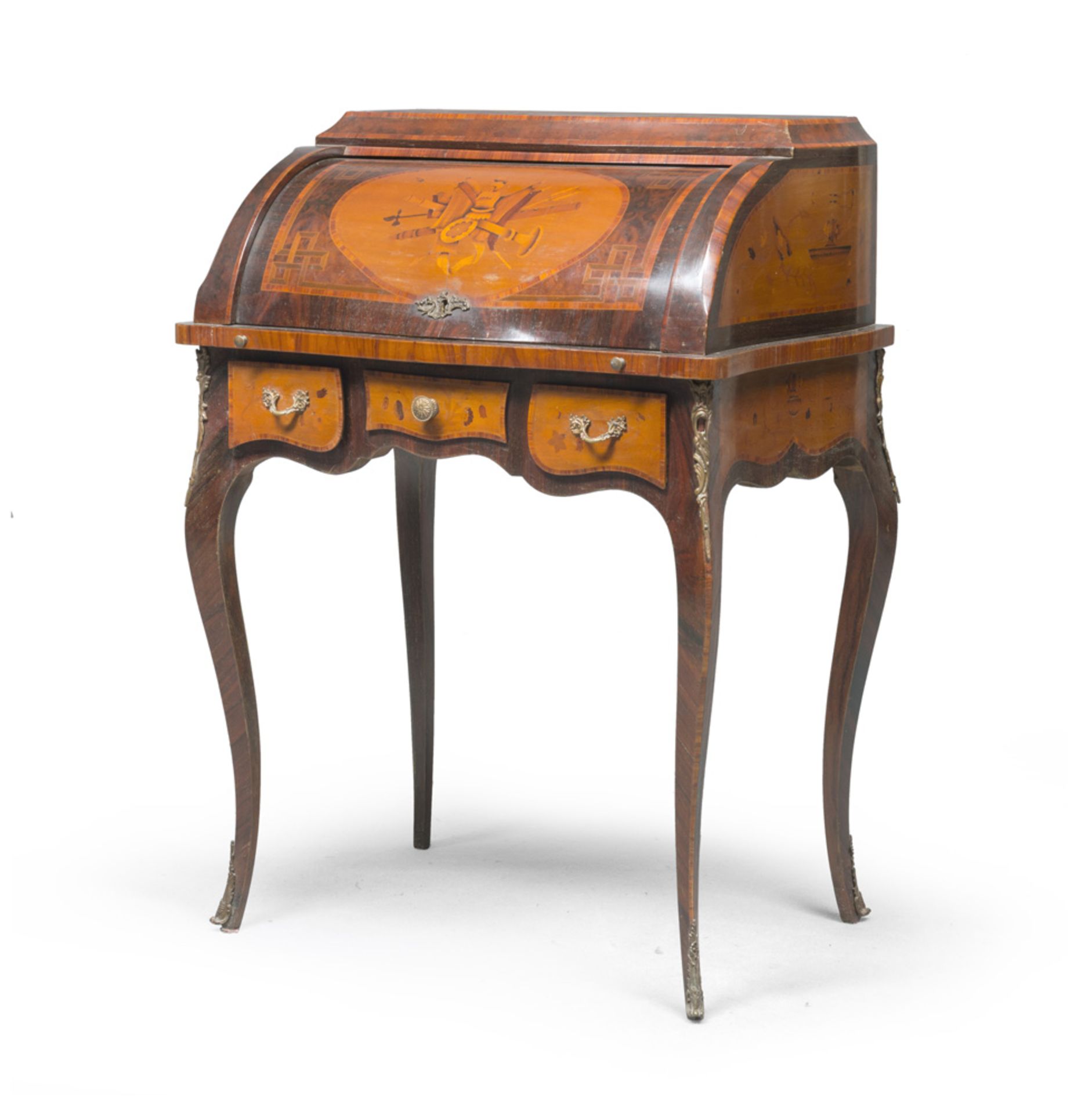 SMALL FLIP TOP CABINET TO ROLL IN AND BANO VIOLA, FRANCE 19TH CENTURY with threads in rosewood and