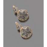 BEAUTIFUL EARRINGS ANTIQUE STYLE in yellow gold 18 kts. and silver, en tremblant, round shape