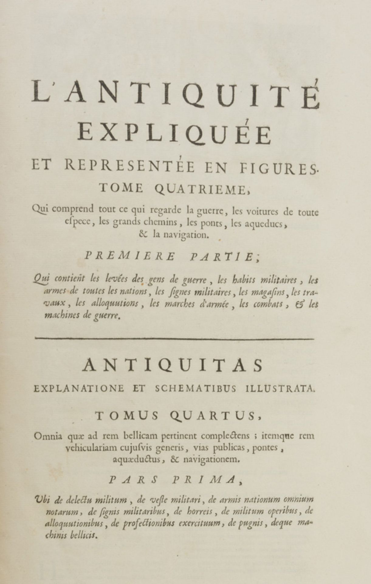 ROMAN ANTIQUITY Bernard de Mont Faucon, The Antiquité expliquée. Two volumes in folio with - Image 2 of 2