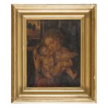 ITALIAN PAINTER, 19TH CENTURY VIRGIN AND CHILD Oil on canvas, cm. 28 x 22,5 FRAME Swept giltwood