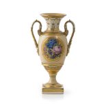 BEAUTIFUL PORCELAIN VASE, VIENNA IMPERIAL MANUFACTURE DATED 1837 in cream enamel, polychromy and