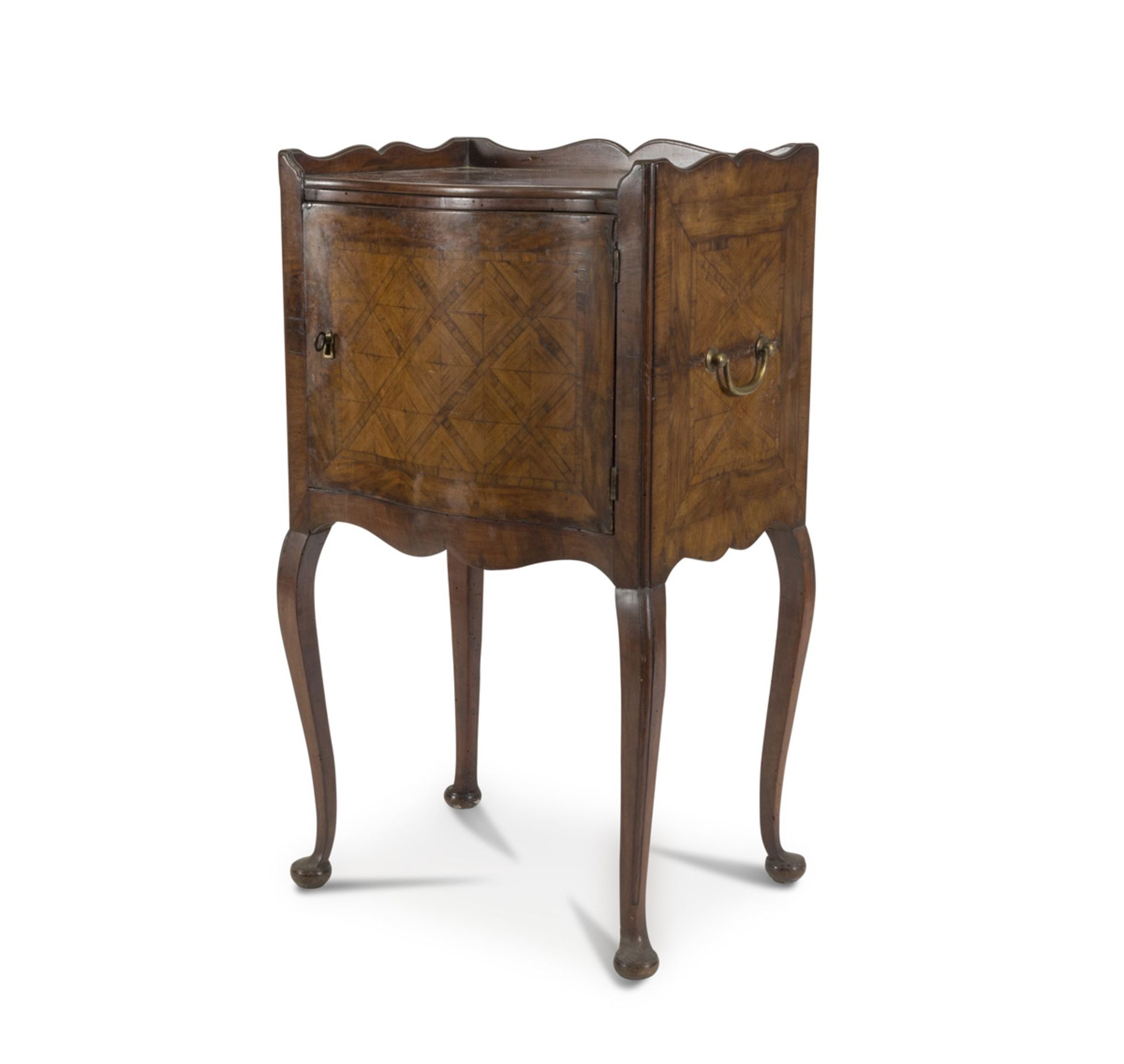 BEDSIDE IN VIOLET WOOD, GENOA 19TH CENTURY with one door on the inlaid front to grid in rosewood.