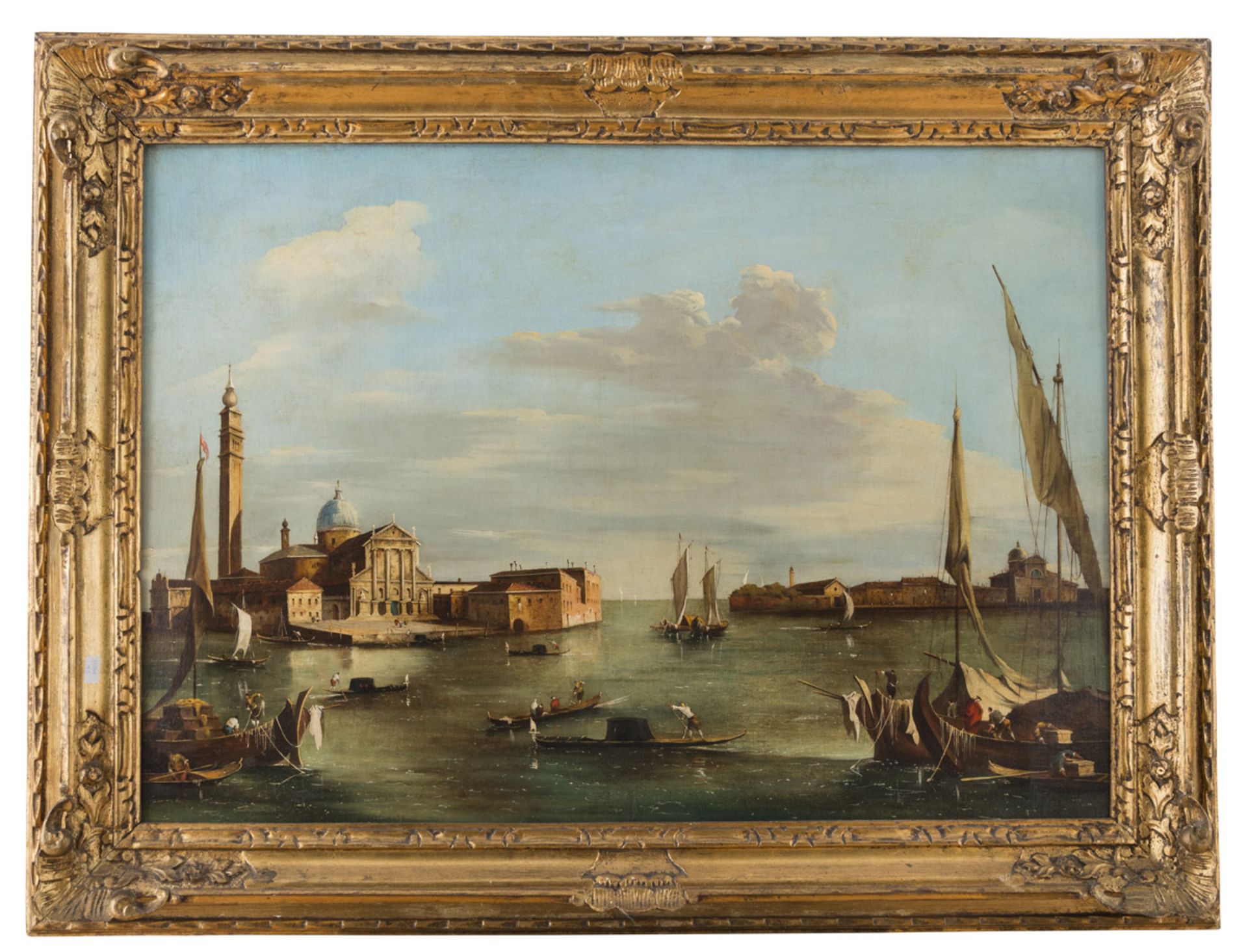 FRANCESCO TIRONI, att. to (Venice 1745 - 1797) VIEW OF THE CHURCHES SAN GIORGIO MAGGIORE AND SANTA