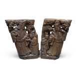 A PAIR OF WOODEN RELIEFS, CHINA EARLY 20TH CENTURY