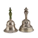 TWO BELLS IN SILVER, LONDON 1925 AND HOLLAND 1861 one body twisted with engravings of flowers, the