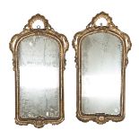 A PAIR OF MIRRORS IN GILTWOOD, EMILIA 18TH CENTURY vertical section, frame with roccailles, small