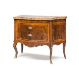SPLENDID COMMODE IN BRIAR WALNUT AND VIOLET WOOD, ROME 18TH CENTURY with reserves and threads in