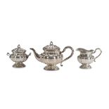 TEA SERVICE IN SILVER, PUNCH MILAN 1944/1968 consisting of teapot, milk jug and sucrier. Title 800/