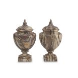 A PAIR OF POTICHES IN MEDICEAN BREACH, EARLY 19TH CENTURY with baluster body and square foot.