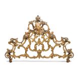 BEDHEAD IN GILDED AND SILVER-PLATED WOOD, ANTIQUE ELEMENTS pierced and sculpted to floral spiral