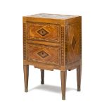 SMALL BEDSIDE IN WALNUT IN BOIS DE ROSE, LOMBARDY FINE 18TH CENTURY with superior top in African