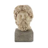 SCULPTOR 20TH CENTURY CLASSICAL HEAD Sculpture in white marble, cm. 24 x 12 x 13 Base in basalt