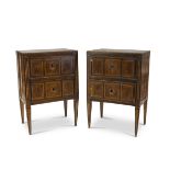 PAIR OF INLAID BEDSIDES, LOMBARDY PERIODO LUIGI XVI in violet wood, with reserves and inlays of