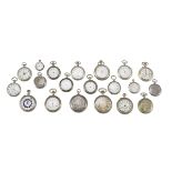 TWENTY-FOUR POCKET WATCHES, EARLY 20TH CENTURY cases in silver and silver-plated metal. Some with