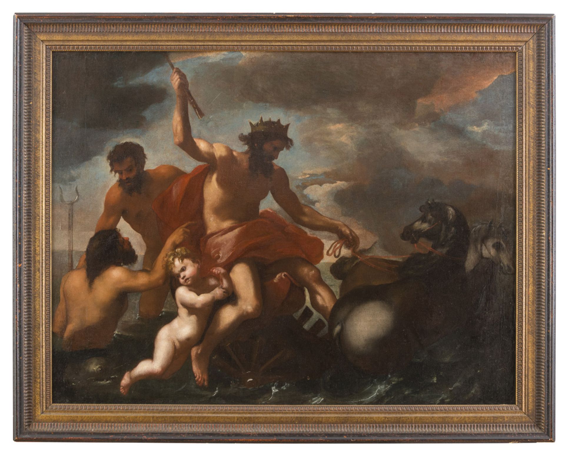 JOHAN LISS, workshop of (Oldenburg 1595 - Venice 1630) TRIUMPH OF NEPTUNE Oil on canvas, cm. 78 x