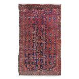 MALAYER CARPET, EARLY 20TH CENTURY with design of scaled rhombusses in the center field on blue