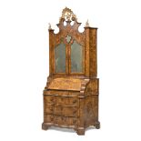 RARE SMALL TWO-CORPS FLIP TOP CABINET, VENETIAN PROBABLY VERONA 18TH CENTURY in walnut and briar