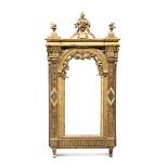 FRAME OF MIRROR IN GILDED AND LACQUERED WOOD, ELEMENTS OF THE 18TH CENTURY with arch and side